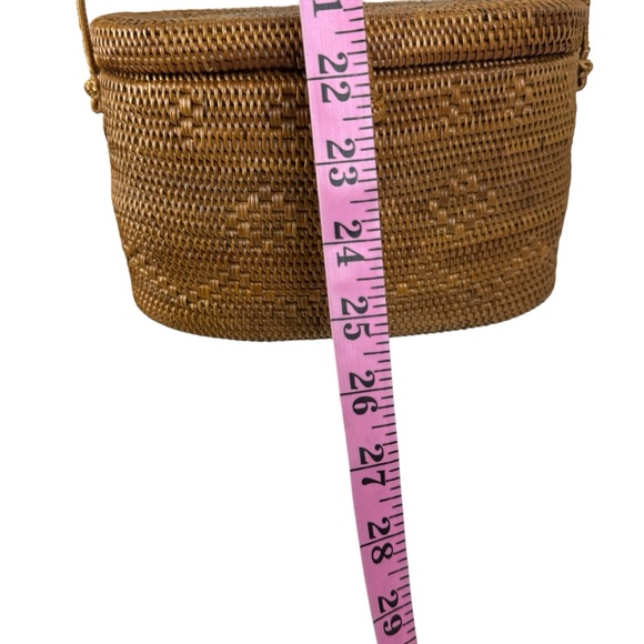 Handwoven Rattan Bag Purse Shoulder Crossbody Brown - Picture 16 of 16